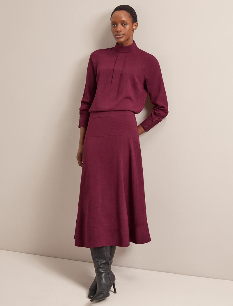 Riley Techni Voile Blouse - Burgundy