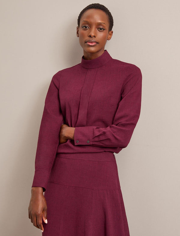 Riley Techni Voile Blouse - Burgundy