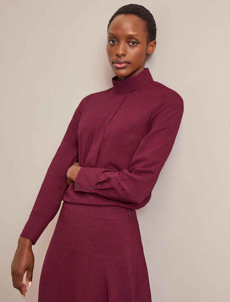 Riley Techni Voile Blouse - Burgundy