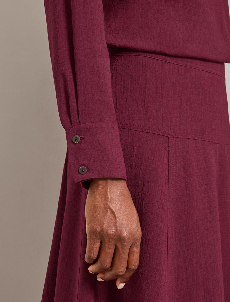 Riley Techni Voile Blouse - Burgundy