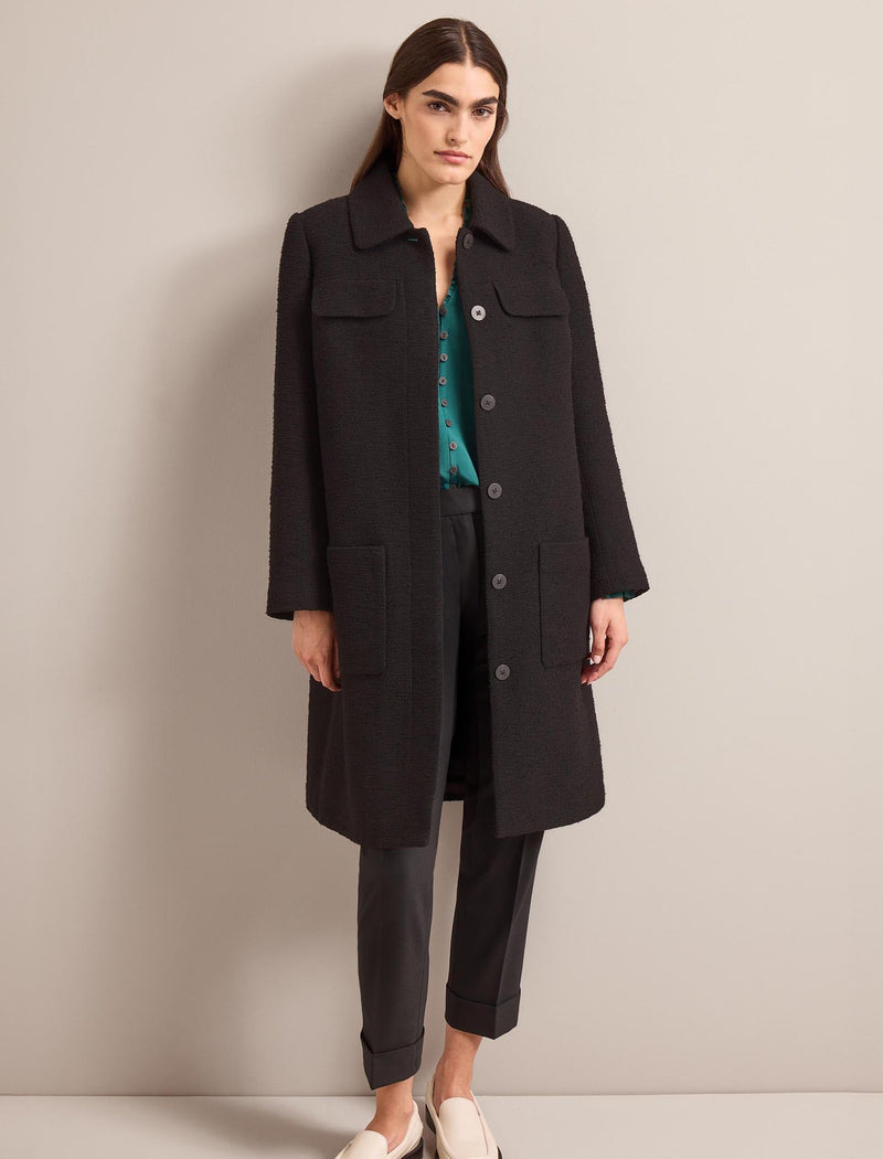 Logan Bouclé Tweed Coat - Black