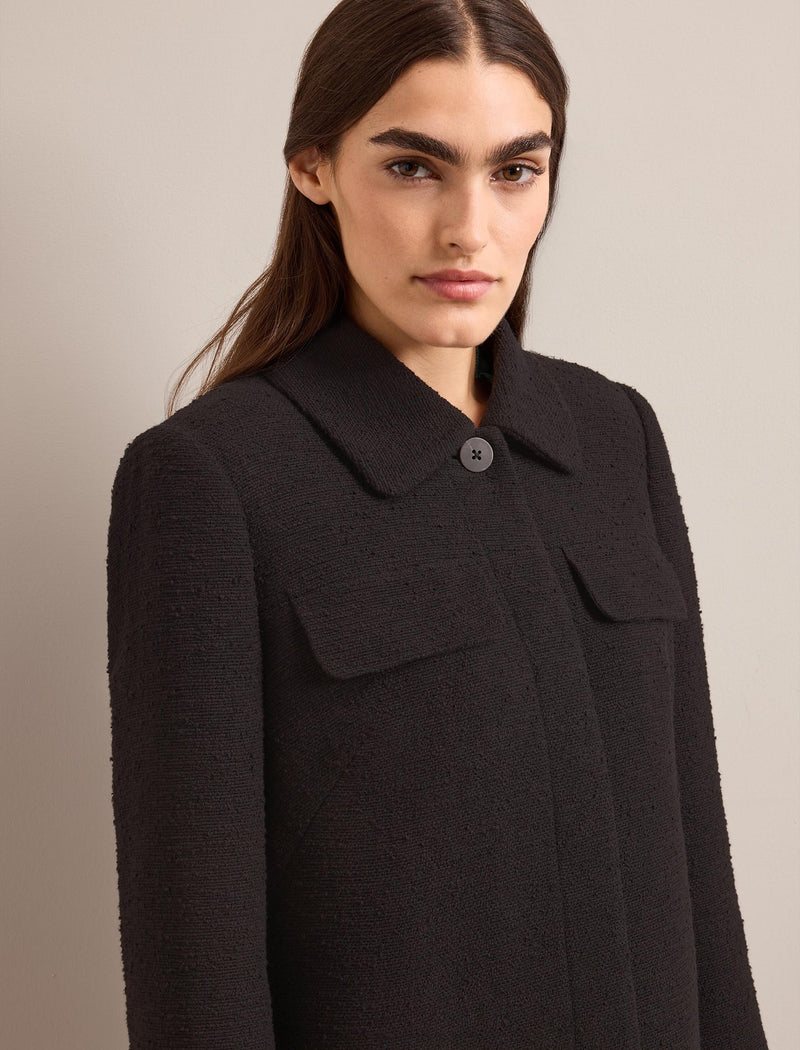 Logan Bouclé Tweed Coat - Black