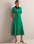 Lydia Techni Voile Midi Dress - Emerald Green Black