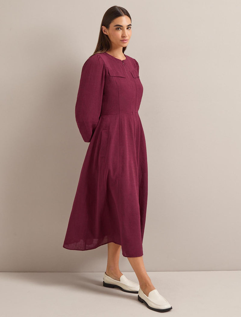 Lara Techni Voile Maxi Dress - Burgundy