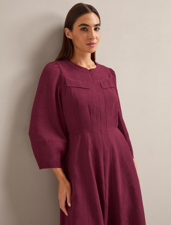 Lara Techni Voile Maxi Dress - Burgundy