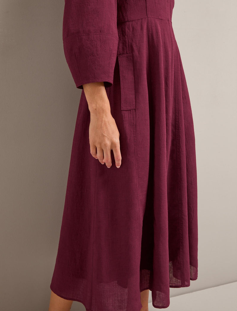 Lara Techni Voile Maxi Dress - Burgundy