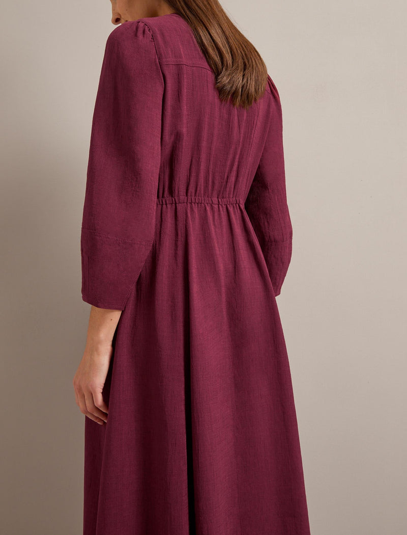 Lara Techni Voile Maxi Dress - Burgundy