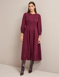 Lara Techni Voile Maxi Dress - Burgundy