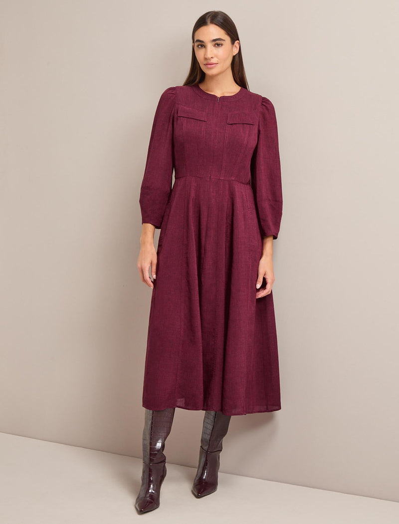 Lara Techni Voile Maxi Dress - Burgundy