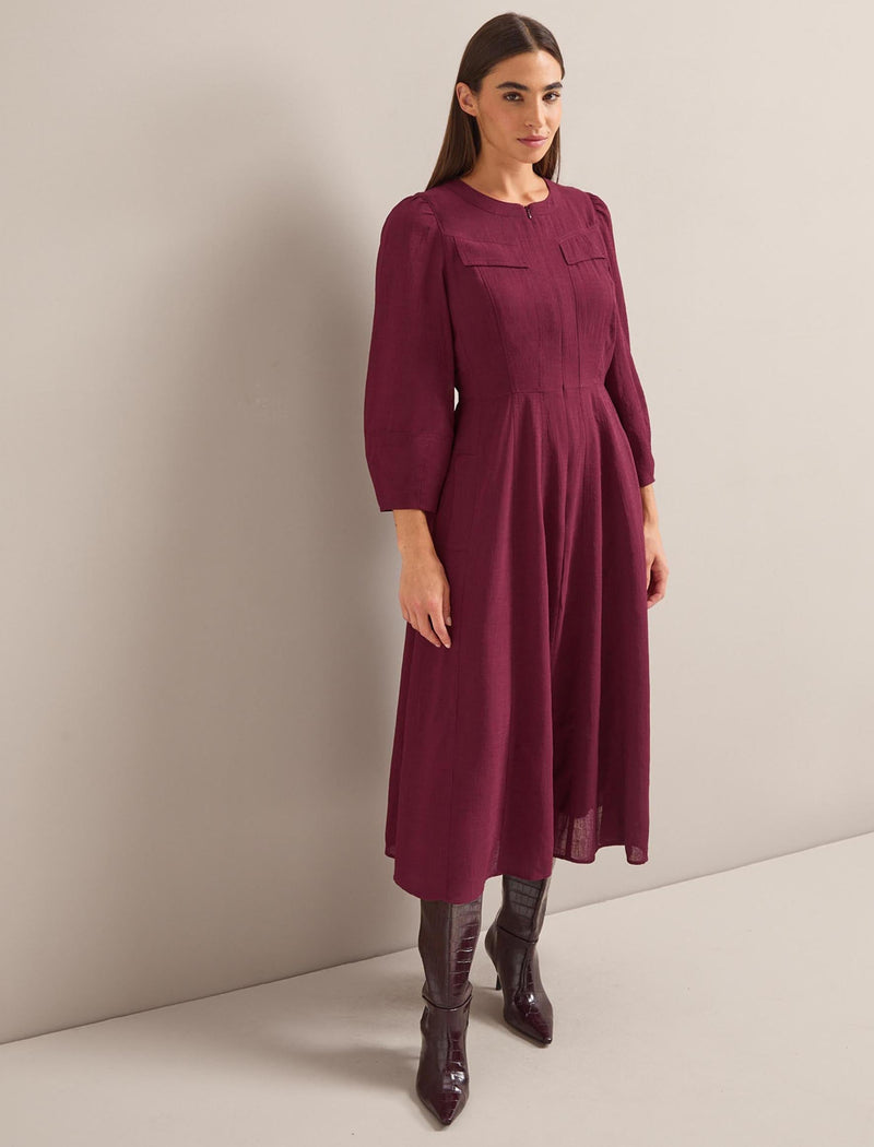 Lara Techni Voile Maxi Dress - Burgundy