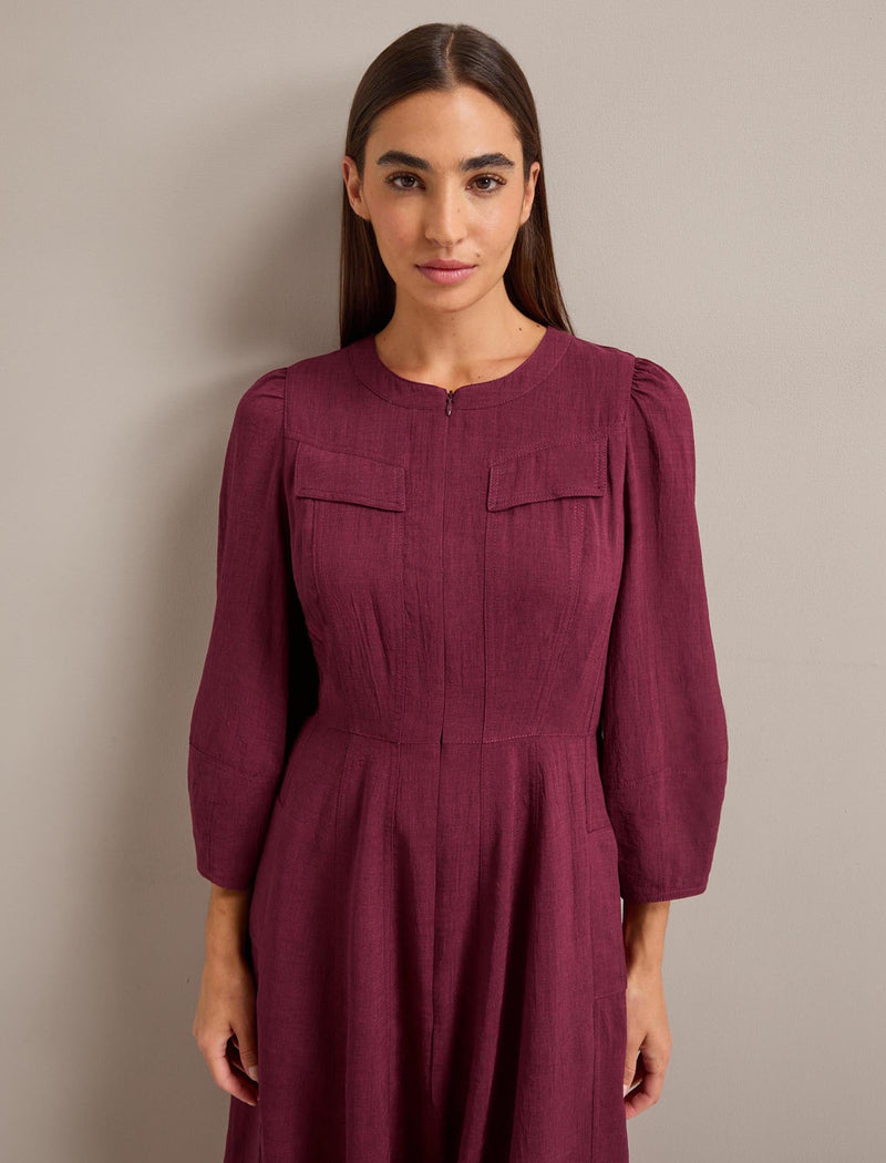 Lara Techni Voile Maxi Dress - Burgundy