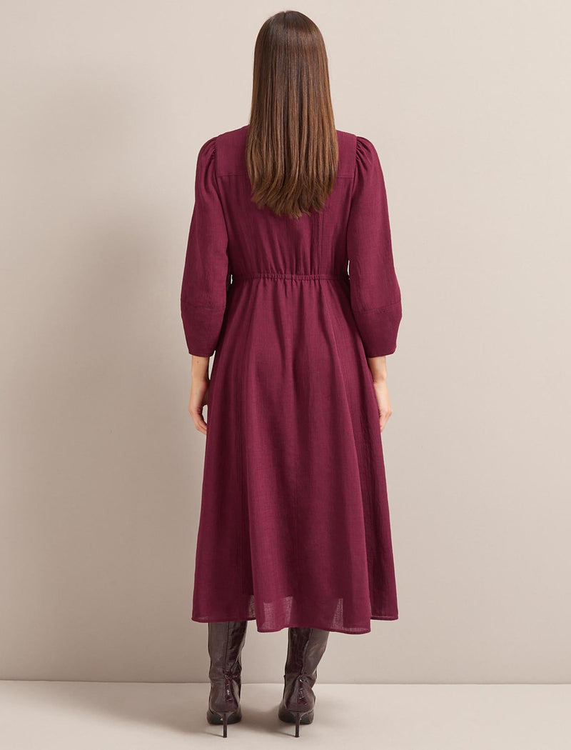 Lara Techni Voile Maxi Dress - Burgundy