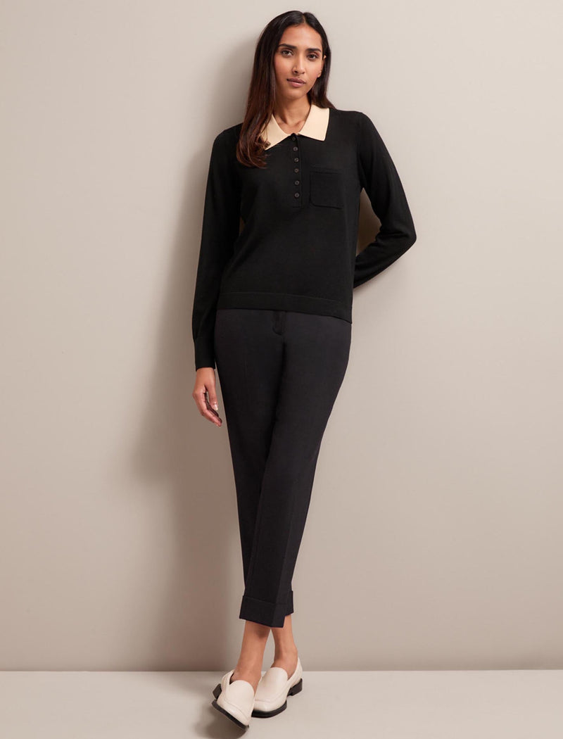 Josie Merino Wool Blend Jumper - Black Cream