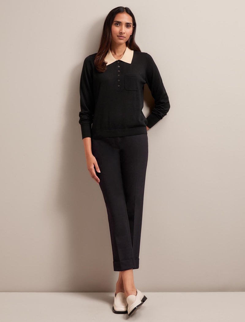 Josie Merino Wool Blend Jumper - Black Cream