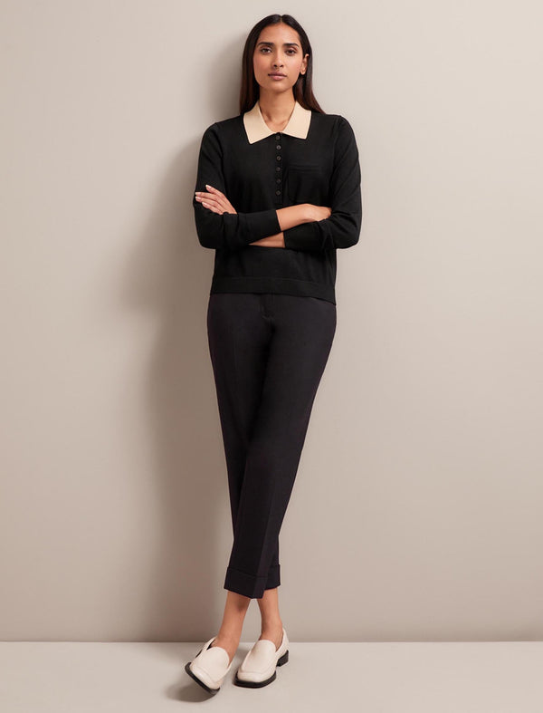 Josie Merino Wool Blend Jumper - Black Cream