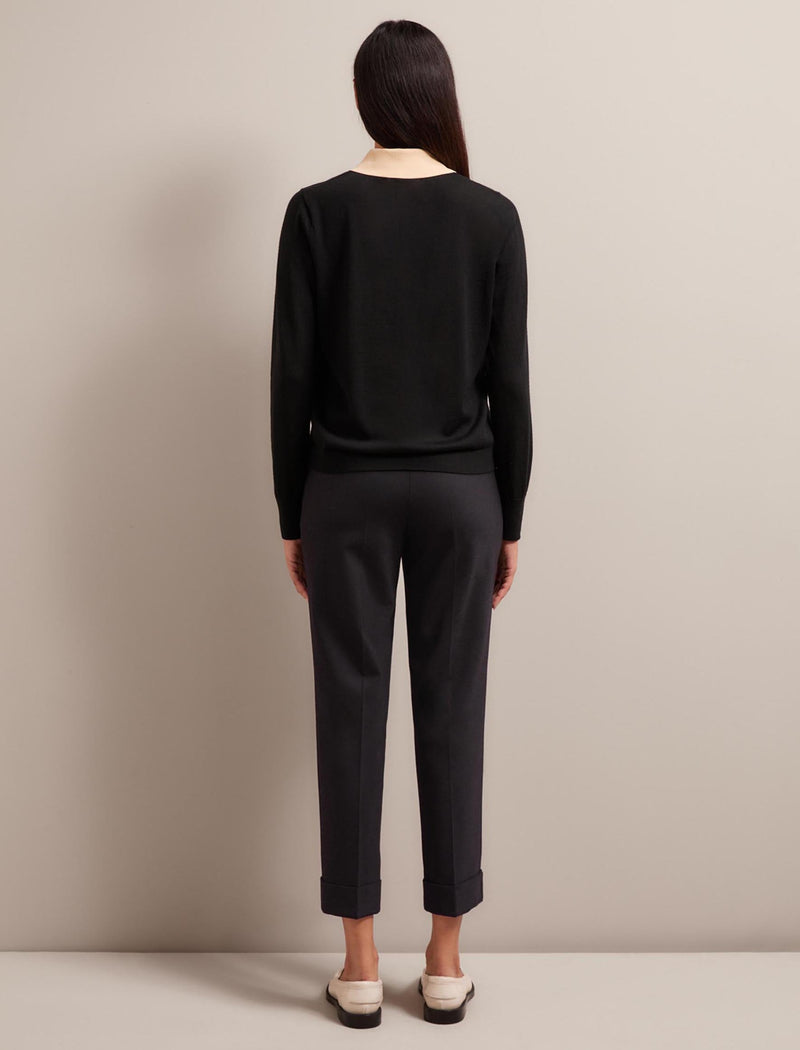 Josie Merino Wool Blend Jumper - Black Cream