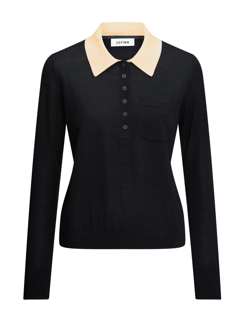 Josie Merino Wool Blend Jumper - Black Cream