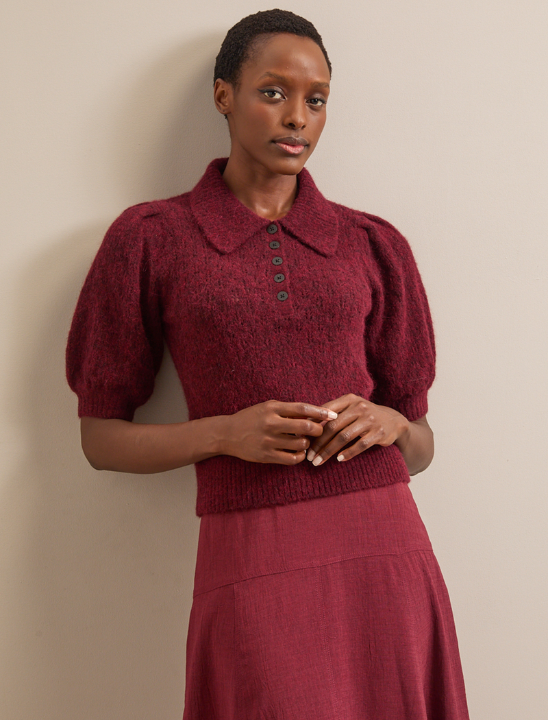 Jolie Alpaca Blend Jumper - Burgundy