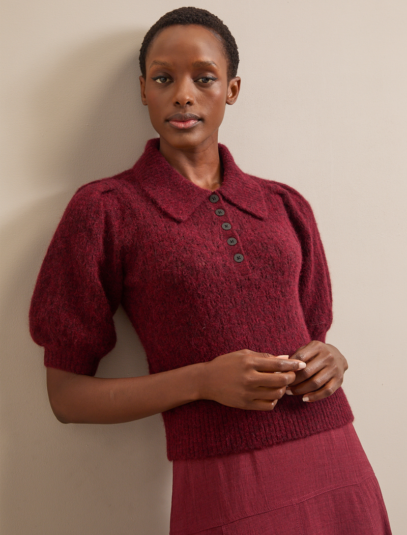 Jolie Alpaca Blend Jumper - Burgundy