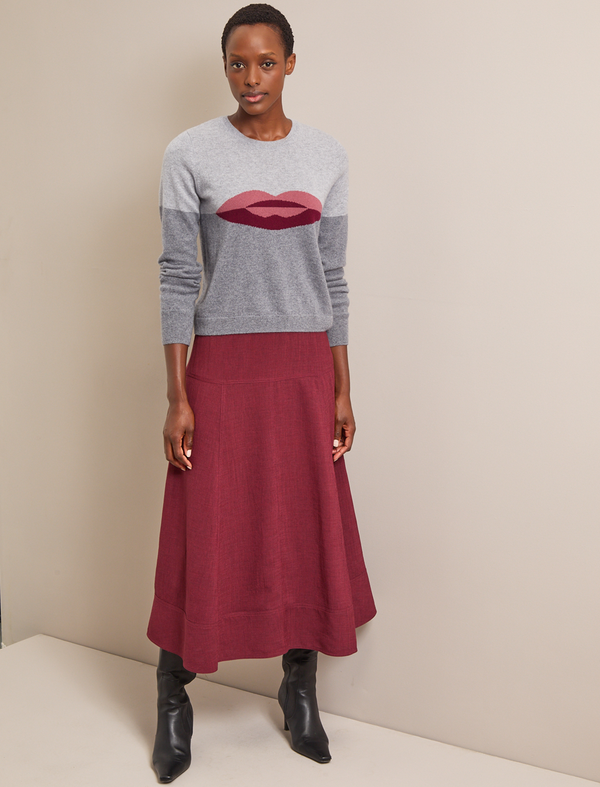 Love Lips Cashmere Jumper - Grey Melange