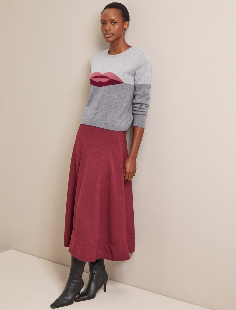 Love Lips Cashmere Jumper - Grey Melange