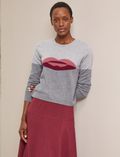 Love Lips Cashmere Jumper - Grey Melange
