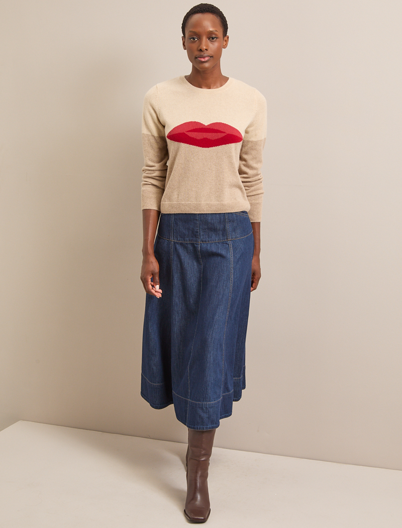 Love Lips Cashmere Jumper - Cream