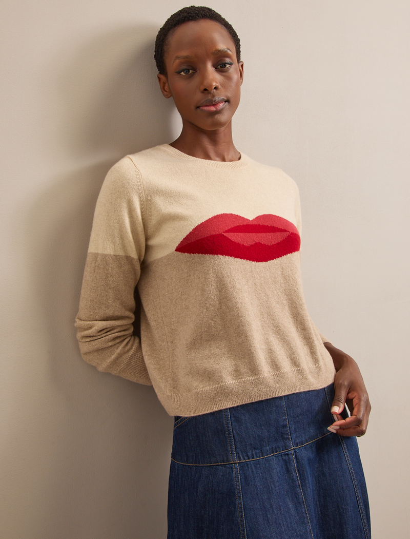 Love Lips Cashmere Jumper - Cream