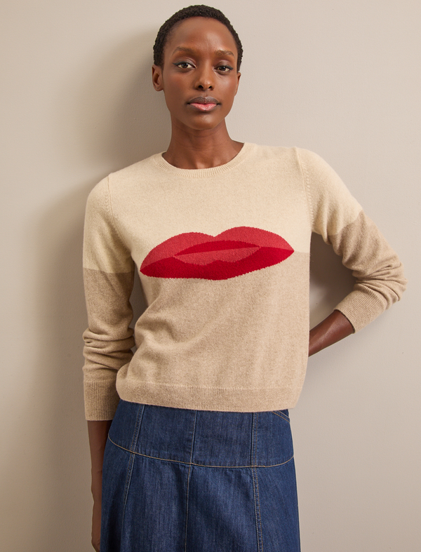 Love Lips Cashmere Jumper - Cream