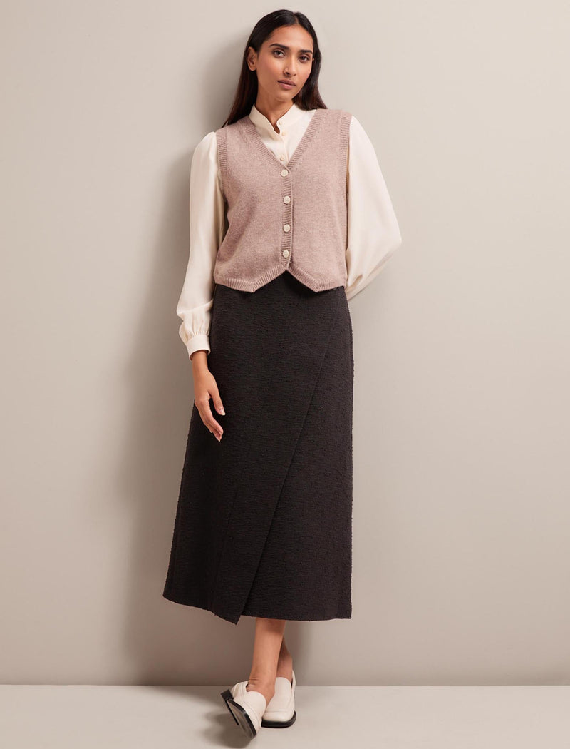 Wesley Cashmere Blend V Neck Waistcoat - Taupe