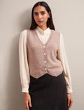Wesley Cashmere Blend V Neck Waistcoat - Taupe