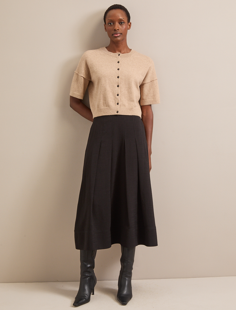 Sophia Techni Voile Pleated Maxi Skirt - Black