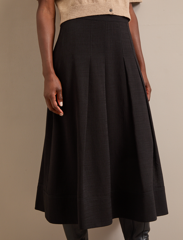 Sophia Techni Voile Pleated Maxi Skirt - Black
