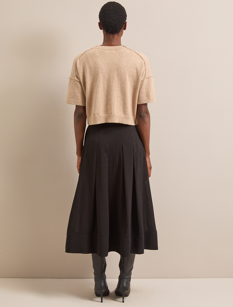 Sophia Techni Voile Pleated Maxi Skirt - Black