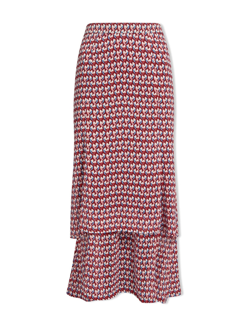 Lotta Maxi Skirt - Burgundy Heart Geo Print