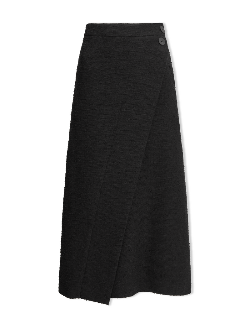 Layla Boucle Tweed Maxi Skirt - Black