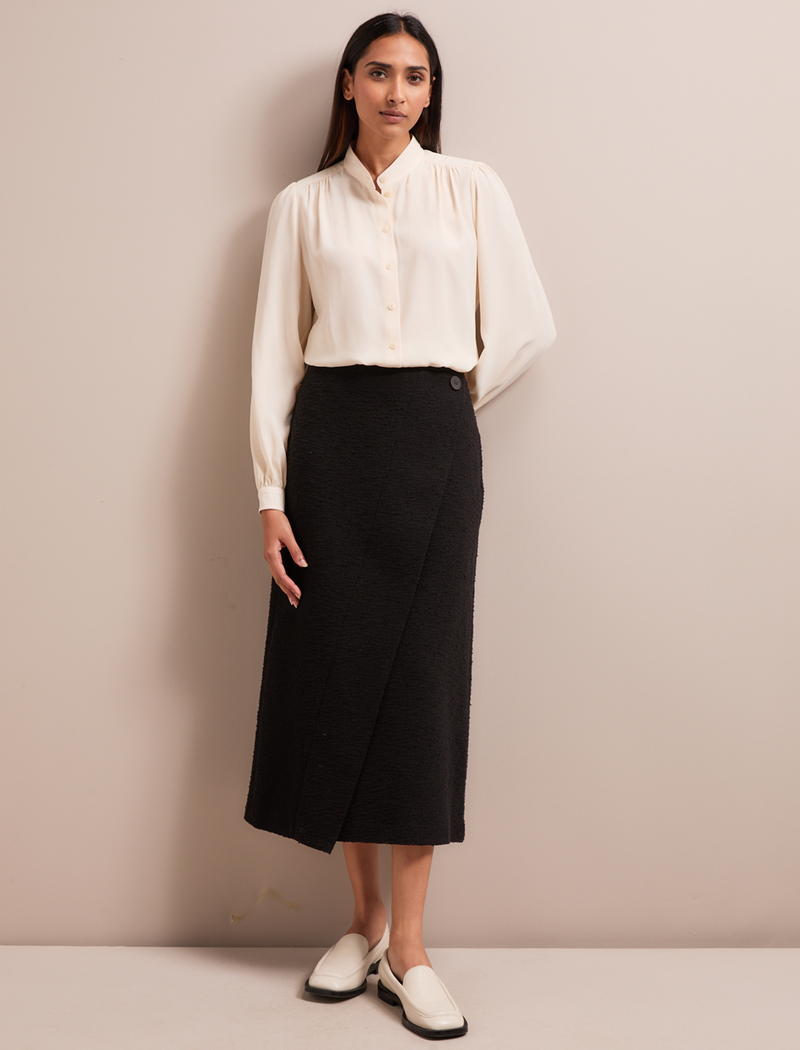 Layla Boucle Tweed Maxi Skirt - Black