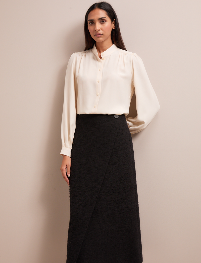 Layla Boucle Tweed Maxi Skirt - Black