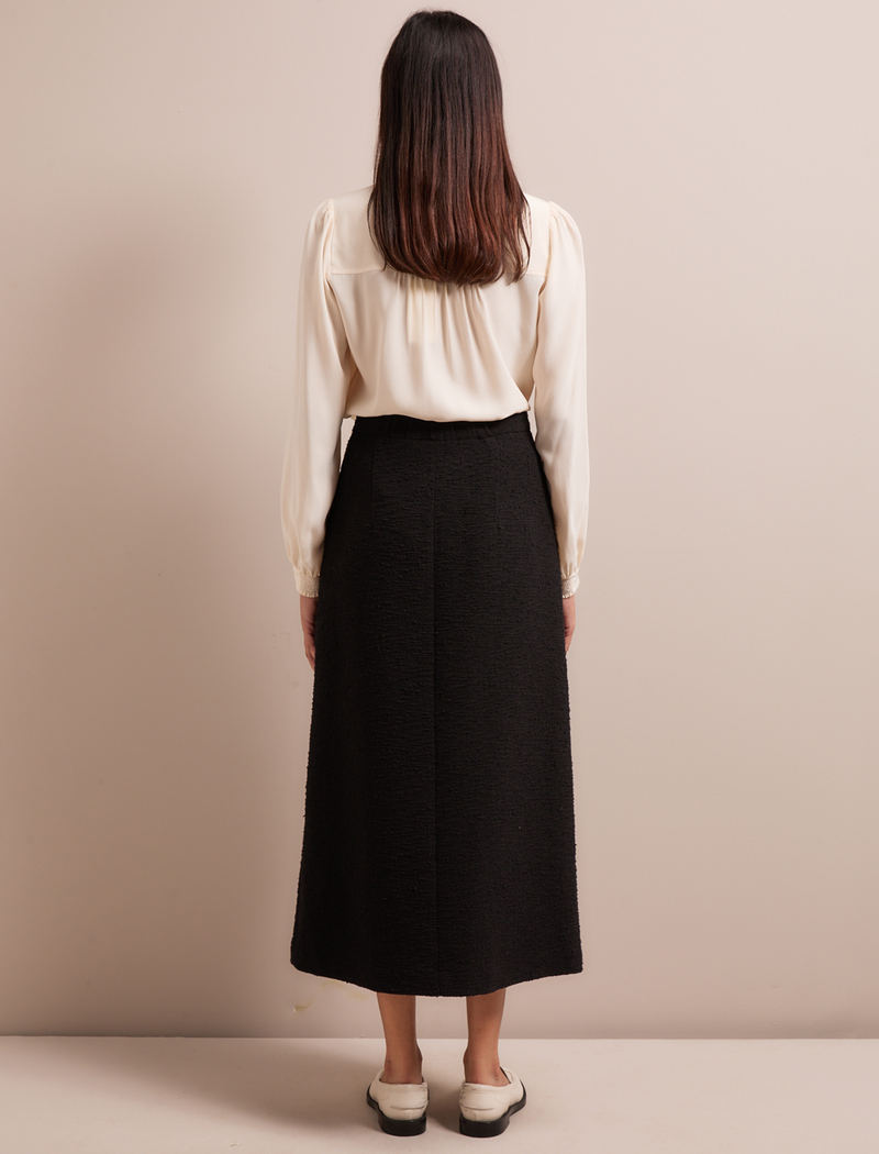 Layla Boucle Tweed Maxi Skirt - Black
