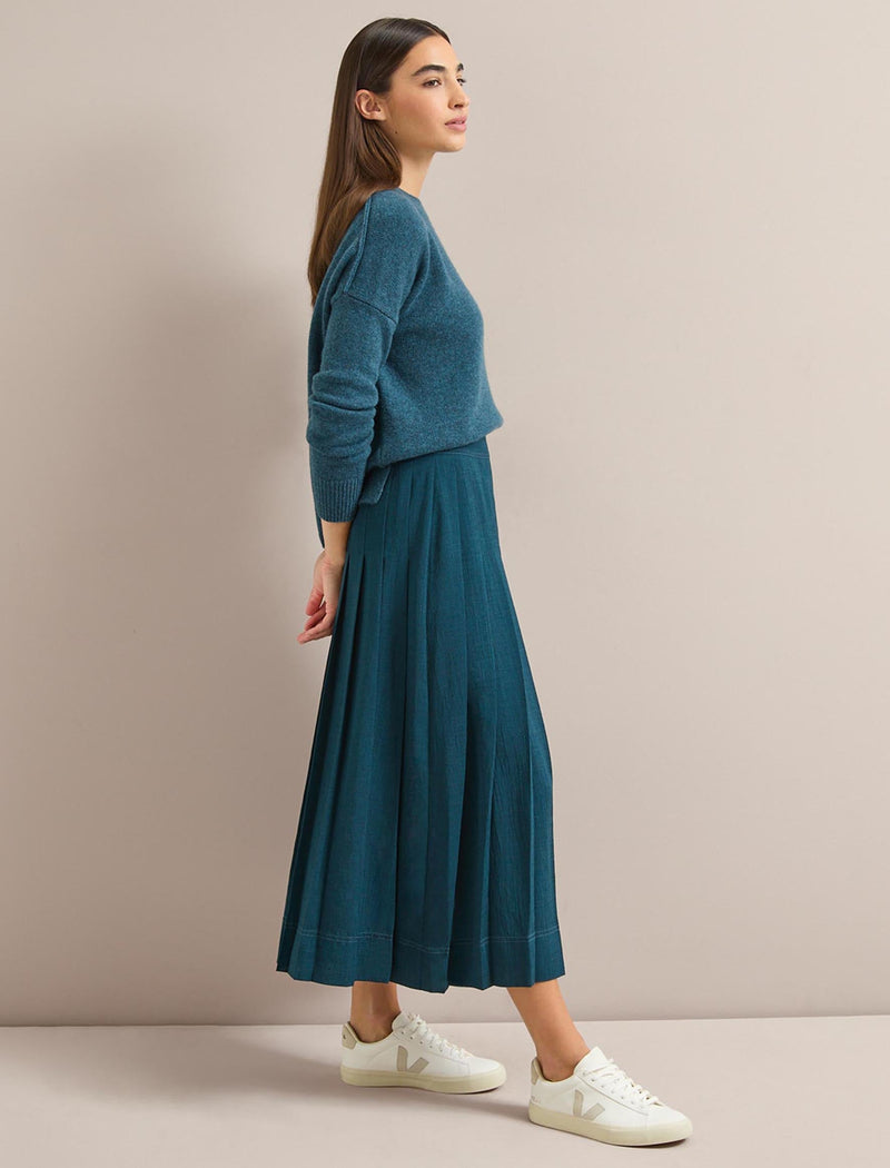 Georgie Techni Voile Maxi Skirt - Petrol Blue