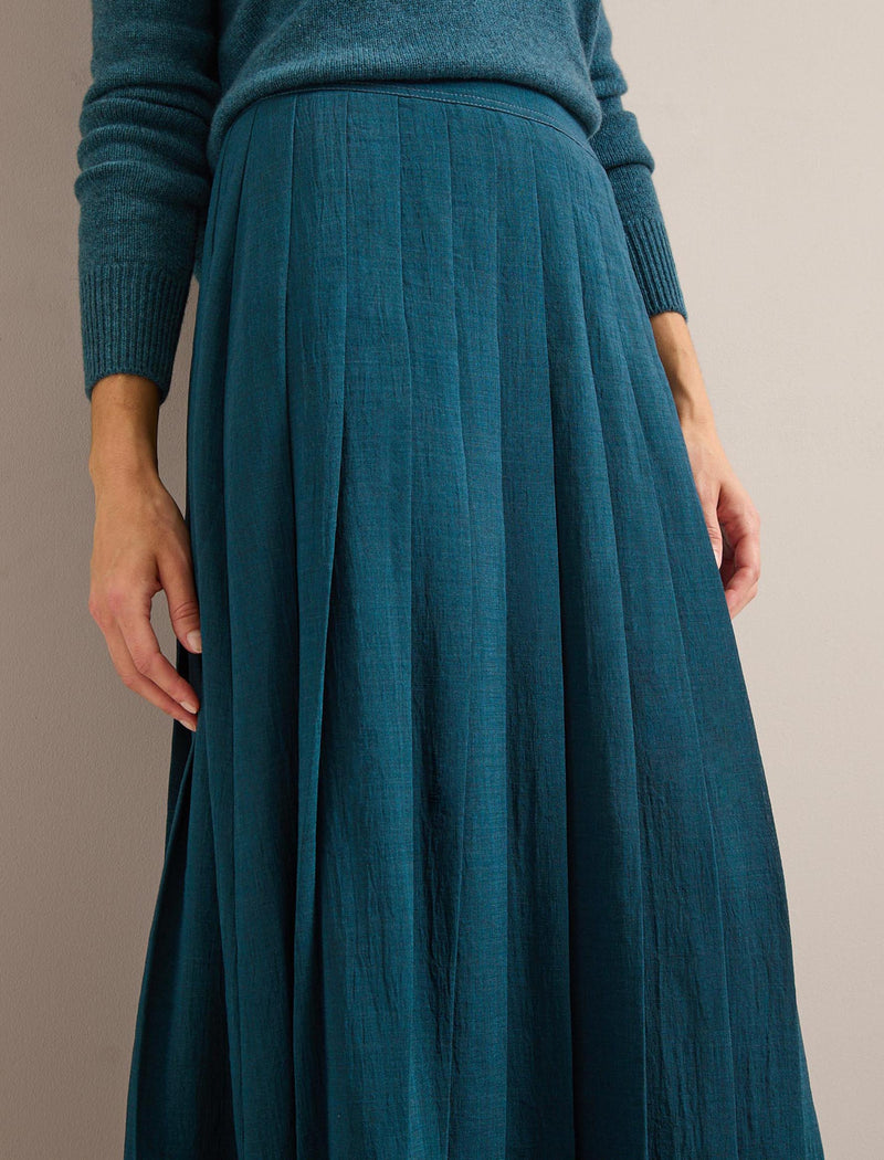 Georgie Techni Voile Maxi Skirt - Petrol Blue