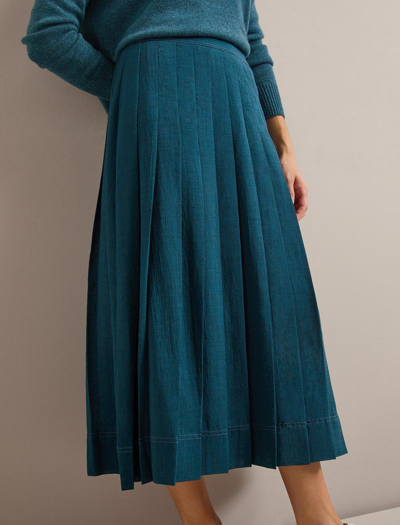 Georgie Techni Voile Maxi Skirt - Petrol Blue