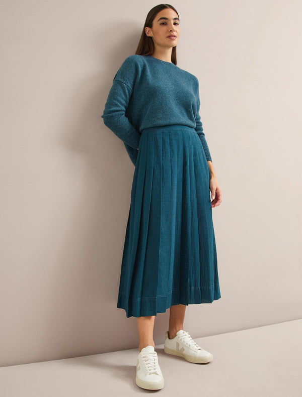 Georgie Techni Voile Maxi Skirt - Petrol Blue