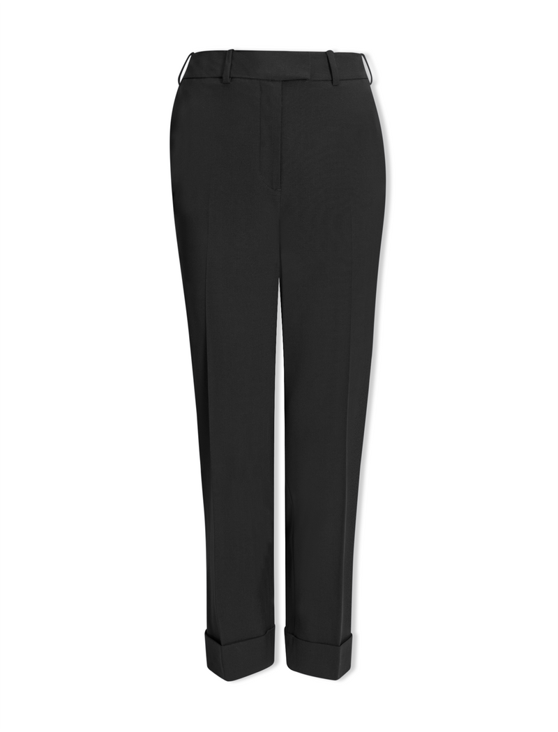 Clement New Wool Easy Waist Turn Up Trouser - Black