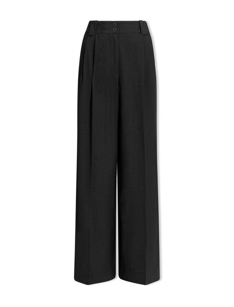 Margot New Wool Wide Leg Trouser - Black