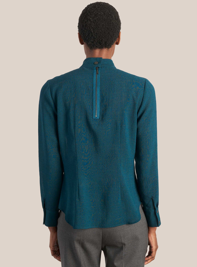 Riley Techni Voile Blouse - Petrol Blue