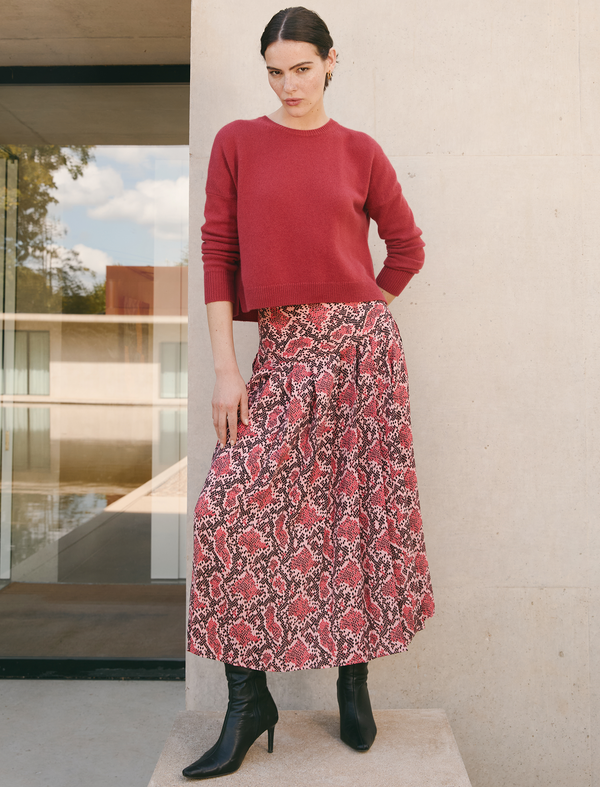 Sienna Maxi Skirt - Pink Snakeskin Print