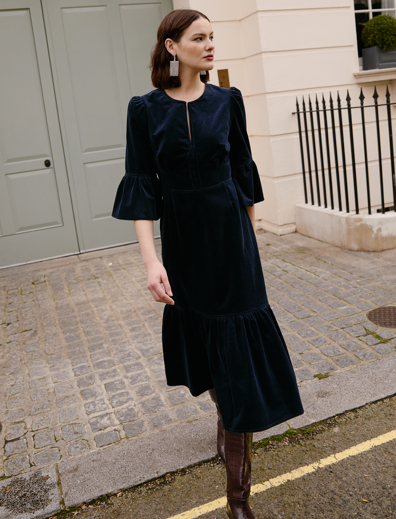 Daphne Corduroy Maxi Dress - Navy