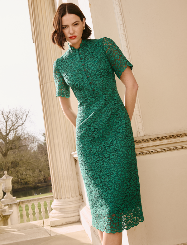 Jessica Lace Midi Dress - Emerald Green