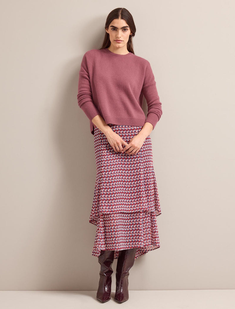 Lotta Maxi Skirt - Burgundy Heart Geo Print